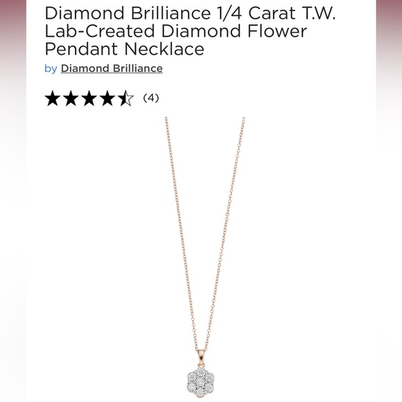 Diamond Brilliance 1/4 Carat T.W. Lab-Created Diamond Flower Pendant - Rose Gold - Picture 4 of 4